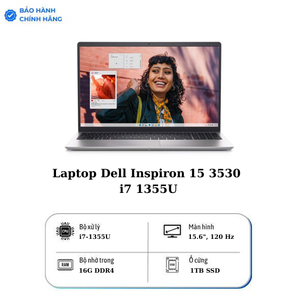 Laptop Dell Inspiron 15 3530 i7 1355U/16GB/1TB/120Hz/OfficeHS/Win11 (P16WD)