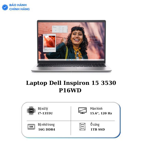 Laptop DELL INS15 3530 i5-1334U/8GB/512SSD/15.6FHD/120Hz/W11SL+OFFICE HOME_ST/BẠC (P16WD1)