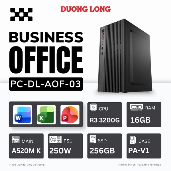 PC Văn Phòng AOF-03 (AMD Ryzen 3, 16GB, 256GB, 250W)