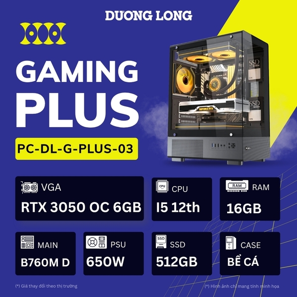 PC Gaming Nâng Cao G-PLUS-03 (Intel Core i5-12th, 16GB, 500GB, RTX 3050 OC 6GB, 650W)