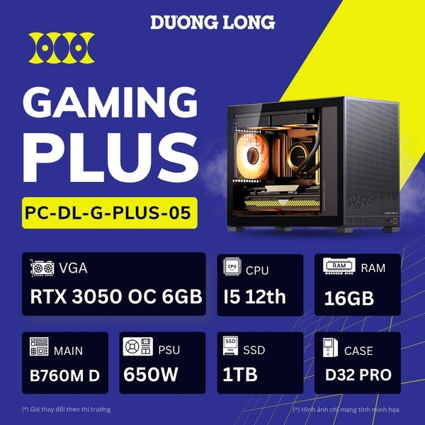 PC Gaming Nâng Cao G-PLUS-05 (Intel Core i5-12th, 16GB, 1TB, RTX 3050 OC 6GB, 650W)