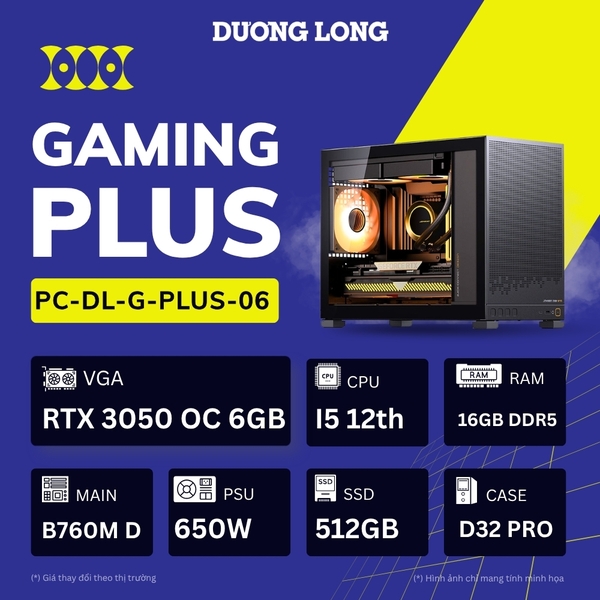 PC Gaming Nâng Cao G-PLUS-06 (Intel Core i5-12th, 16GB DDR5, 500GB, RTX 3050 OC 6GB, 650W)