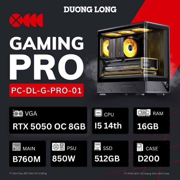PC Gaming Cao Cấp G-PRO-01 (Intel Core i5-14th, 16GB, 500GB, RTX 5050 OC 8GB, 850W)