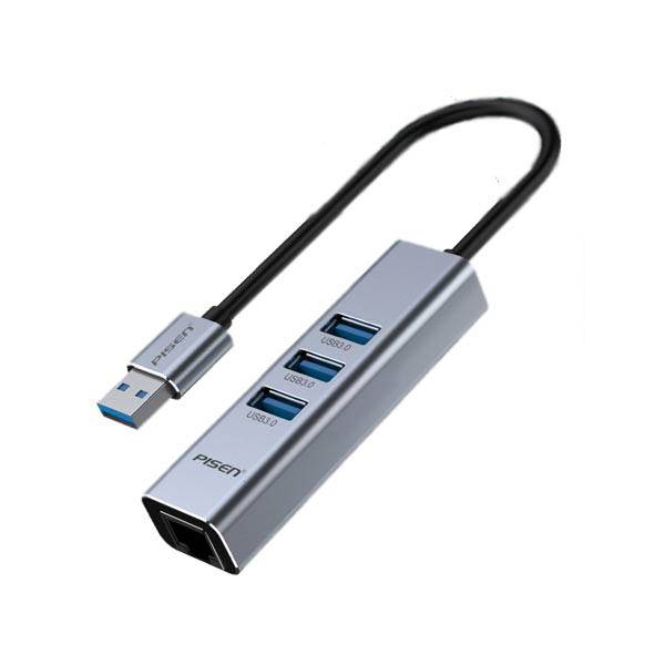 Hub chuyển đổi USB3.0 4 trong 1, Từ USB3.0 sang 3 cổng USB + LAN, vật liệu hợp kim nhôm tản nhiệt , đẹp và bền hơn