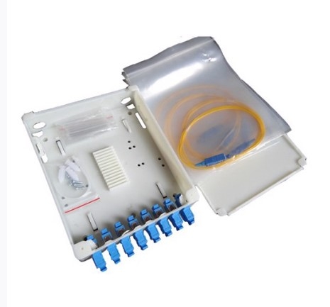 ODF 4 port, plastic mini type, wallmount (Pigtail SM, adapter, ống co nhiệt)