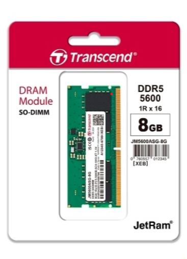 Ram Laptop Transcend 8GB JM DDR5 5600 SO-DIMM 1Rx16 1Gx16 CL46 1.1V JM5600ASG-8G
