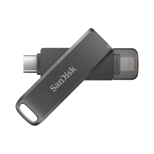 128GB, SanDisk iXpand Flash Drive Luxe, SDIX70N, Black, iOS/Android, Lightning and Type C USB3.1