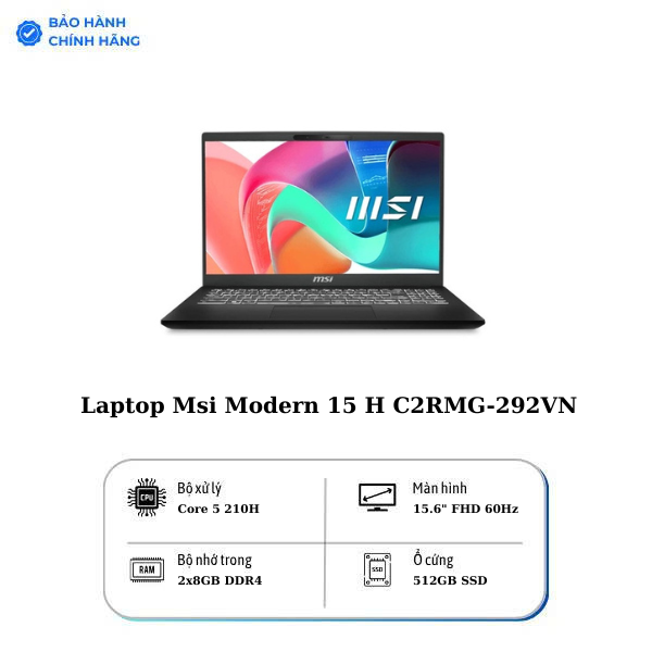 Laptop Msi Modern 15 H C2RMG-292VN (Core 5 210H/ Onboard graphics/ 16GB/ 512GB/ Windows 11)