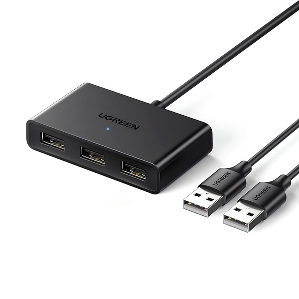 Bộ chia hub USB 2.0 chia sẽ dữ liệu 2 vào 3 ra màu đen Ugreen (10935)