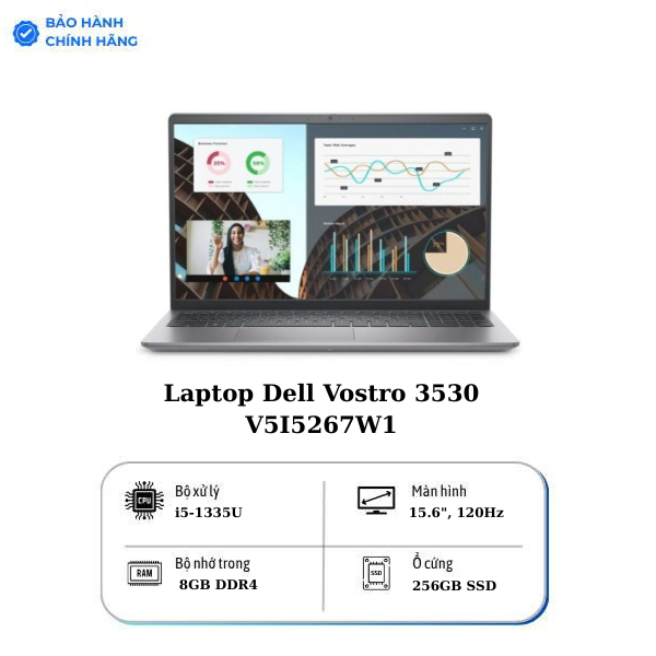 Laptop Dell Vostro 3530 V5I5267W1 (Intel Core i5-1335U | 8GB | 256GB | 15.6 inch FHD 120Hz | Win 11 | Office | Xám)