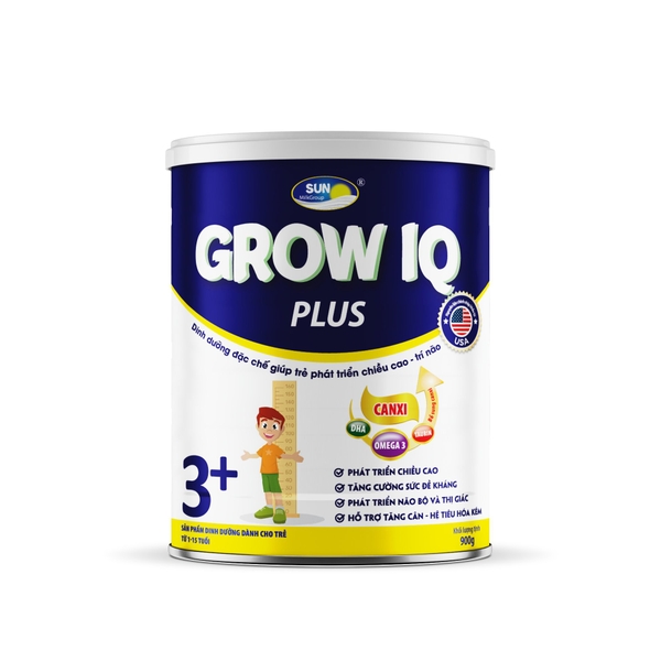 Sữa GROW IQ PLUS SUN Milk Group 900g – Sản phẩm dinh dưỡng đặc chế giúp trẻ phát triển chiều cao.