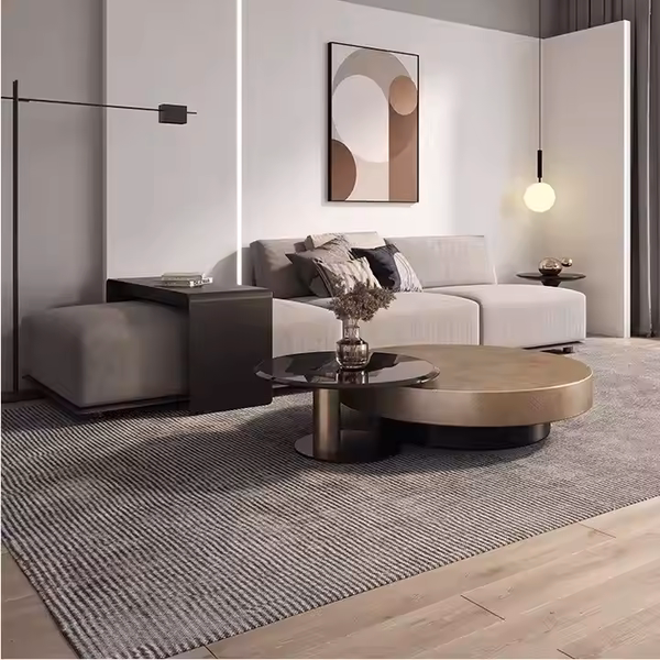 Bàn trà đôi khung mạ vàng PVD hiện đại, sang trọng