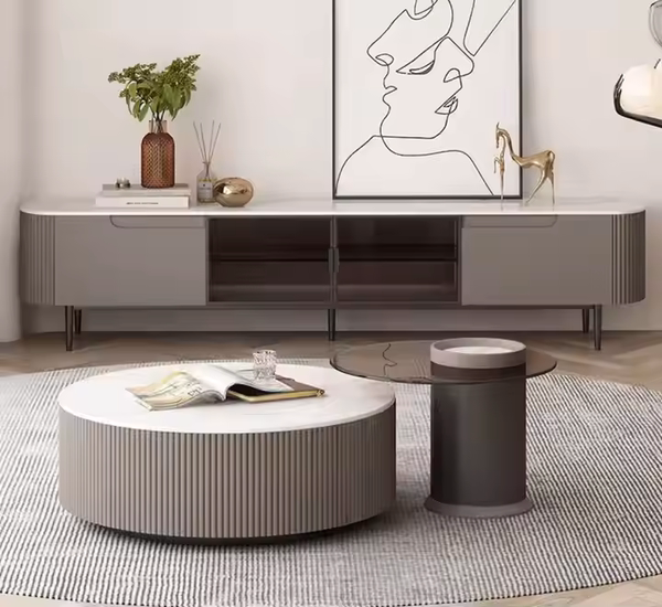 Bàn trà đôi mặt đá Pula trong phòng khách