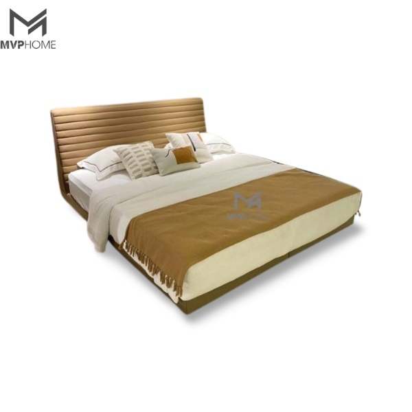 giường ngủ gn022 phong cách, gam màu ấm áp  nâu trắng