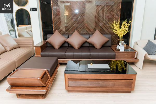 Bảo quản sofa góc bằng gỗ - Không để đồ vật nặng lên bề mặt gỗ