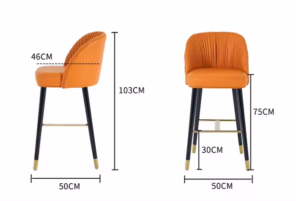 Ghế bar aud có kích thước vừa phải và khung làm bằng sắt