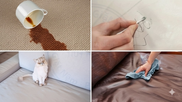 Ghế ăn vải với các loại vết bẩn khác nhau