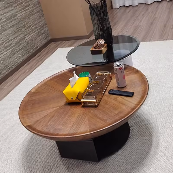 Cận cảnh vân gỗ tự nhiên trên Nordic Table bàn trà gỗ tròn