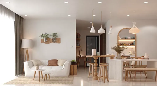 Phong cách Scandinavian với bàn ghế gỗ ấm cúng