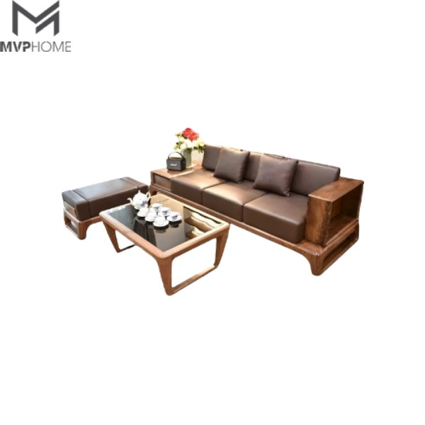 Top Mẫu Bàn Ghế Gỗ Phòng Khách Nhỏ - Sofa gỗ Kata