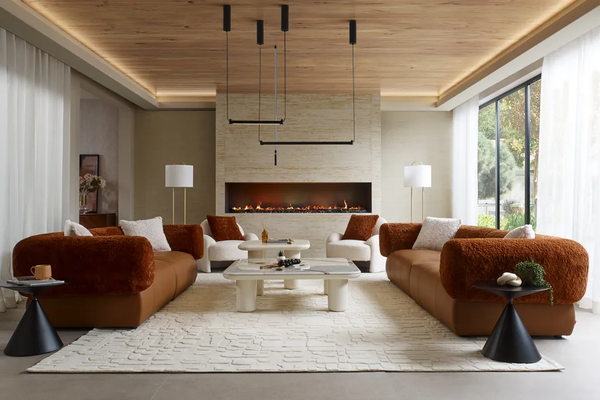 Sofa văng leather thiết kế sang trọng trong không gian phòng khách