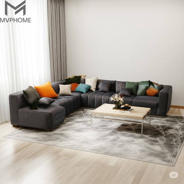 Sofa văng minotti nỉ trong không gian phòng khách sang trọng