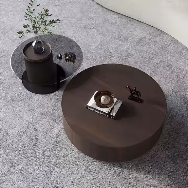 Bàn trà đôi gỗ mặt kính phong cách giản dị, truyền thống