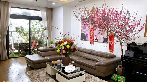 Trang trí phòng khách ngày tết - Thêm màu xanh với cây cảnh
