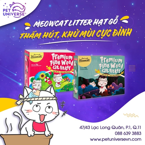 MEOWCAT LITTER HẠT GỖ - THẤM HÚT NHANH KHỬ MÙI CỰC ĐỈNH 🌳