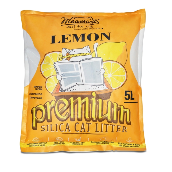 Meowcat- Cát thủy tinh cho mèo hương chanh  5l/ Silica gel cat litter lemon scent 5l