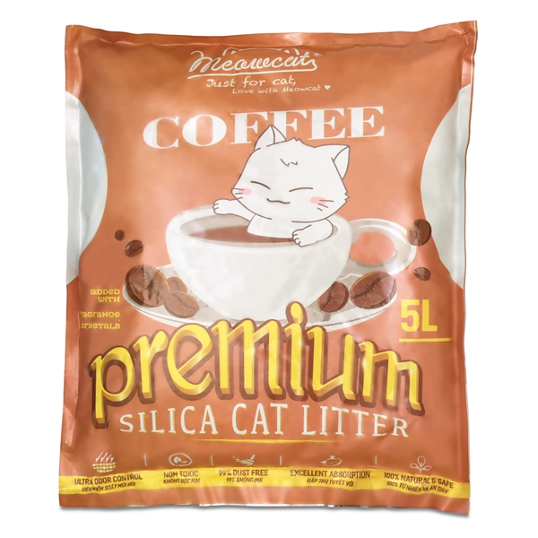 Meowcat- Cát thủy tinh cho mèo hương cà phê 5l/ Silica gel cat litter coffee scent 5l