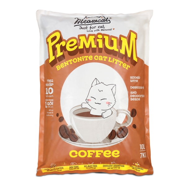 Meowcat- Cát bentonite cho mèo hương cà phê 5l&10l/ Bentonite cat litter coffee scent 5l&10l