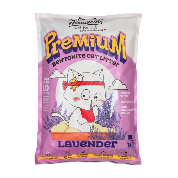 Meowcat- Cát bentonite cho mèo hương lavender 5l&10l/ Bentonite cat litter lavender scent 5l&10l
