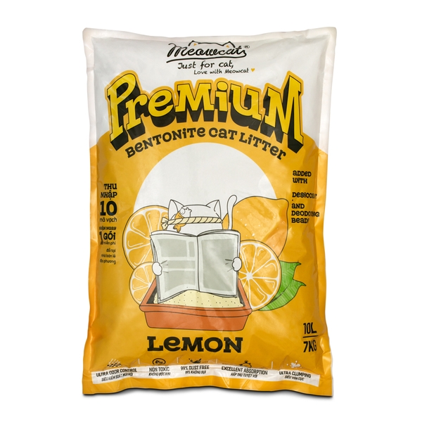 Meowcat- Cát bentonite cho mèo hương chanh 5l&10l/ Bentonite cat litter lemon scent 5l&10l