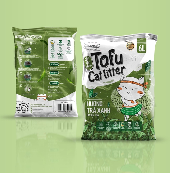 Meowcat - Cát đậu nành hương trà xanh 6L / Tofu cat litter green tea scent 6L