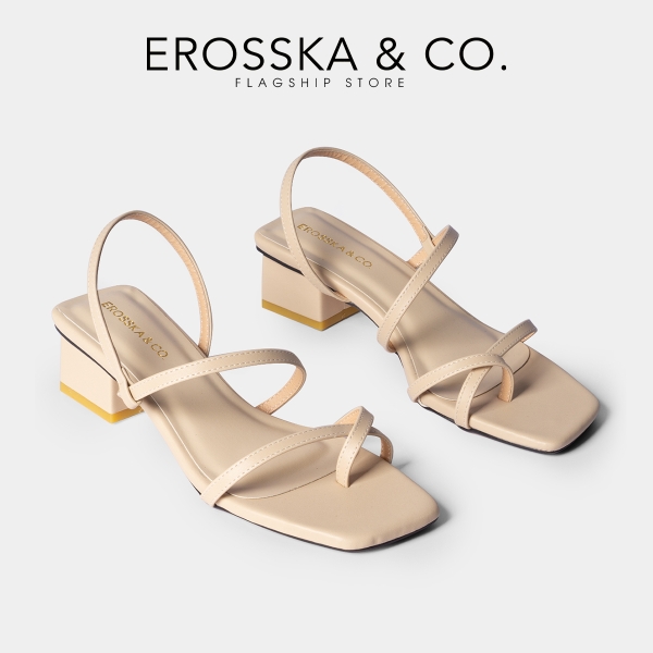 Giày sandal cao gót nữ Erosska kiểu dáng xỏ ngón dây mảnh thời trang cao 5cm EB024