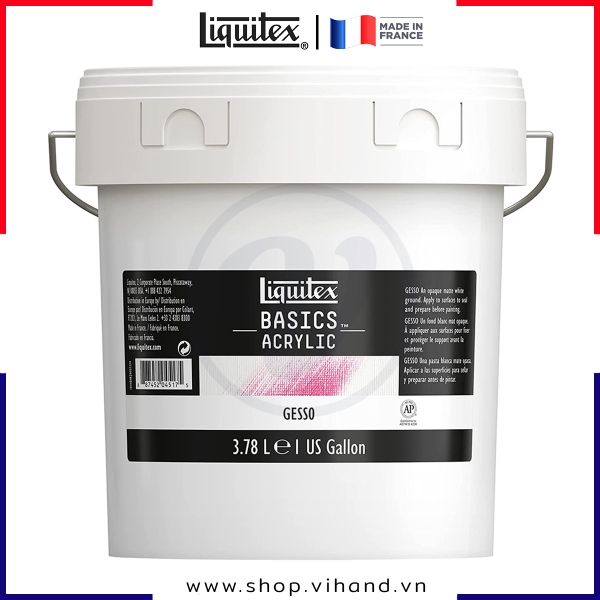 Gesso lót nền đa chất liệu Liquitex Acrylic Basics can lớn - 3.78L