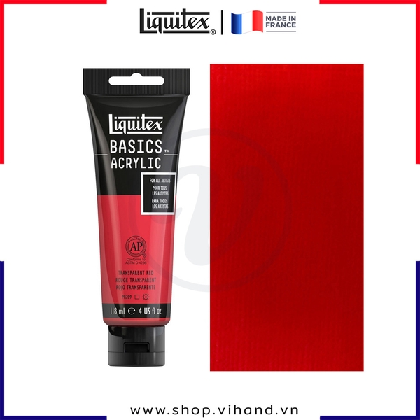 Màu vẽ đa chất liệu Liquitex Basics Acrylic Transparent Red #047 – 118ml (4Oz)