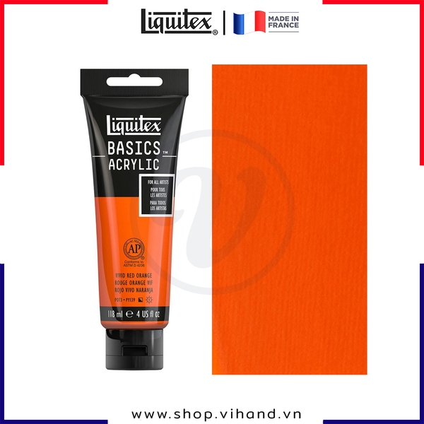 Màu vẽ đa chất liệu Liquitex Basics Acrylic Vivid Red Orange #620 – 118ml (4Oz)