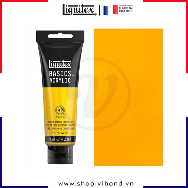 Màu vẽ đa chất liệu Liquitex Basics Acrylic Cadmium Yellow Medium Hue #830 – 118ml (4Oz)