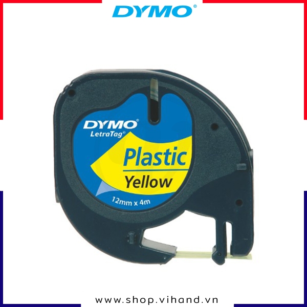 Nhãn dán Dymo LetraTag (LT) nhựa 12mm x 4m - Đen/Vàng | S0721620