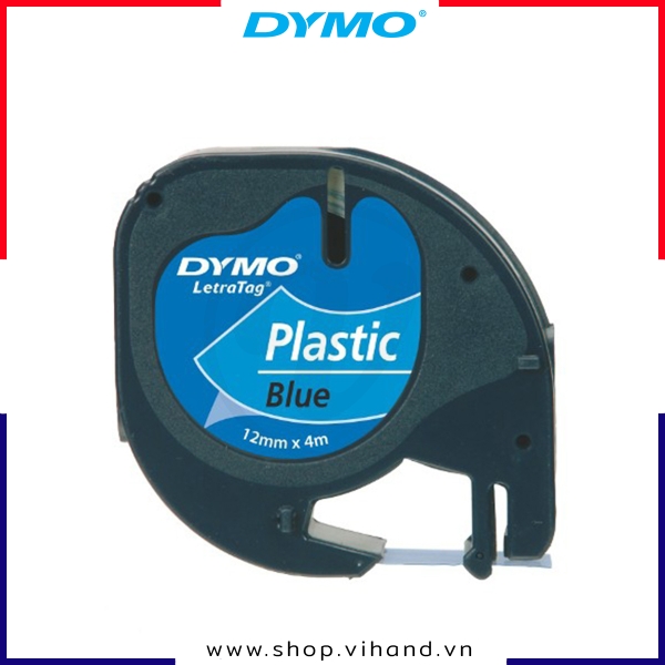 Nhãn dán Dymo LetraTag (LT) nhựa 12mm x 4m - Đen/Xanh dương | S0721650