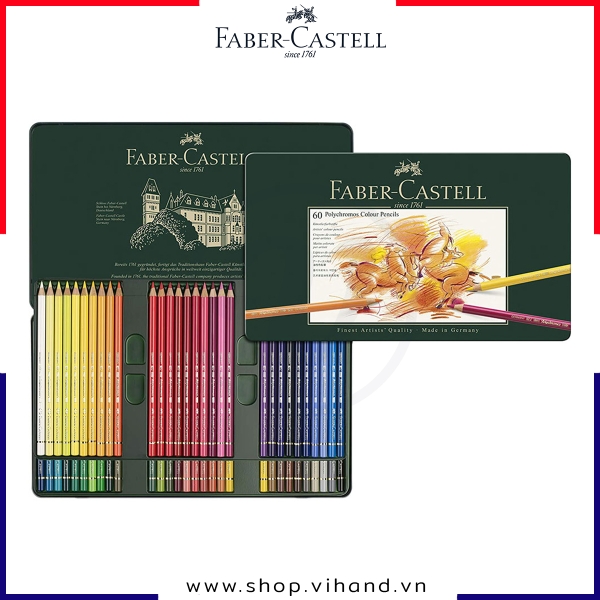 Bộ bút chì màu cao cấp Faber-Castell Polychromos - 60 Màu (Hộp thiếc)