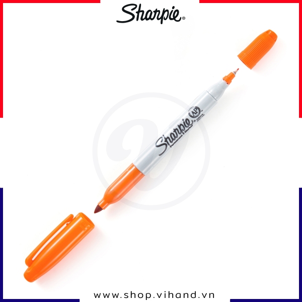 Bút lông dầu 2 ngòi (Fine/Ultra) Sharpie Twin Tip - Màu Cam (Orange)