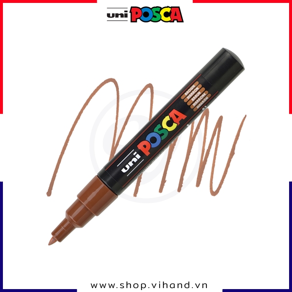 Bút sơn vẽ đa chất liệu Uni Posca Paint Marker PC-1M Extra Fine - Brown (Nâu)