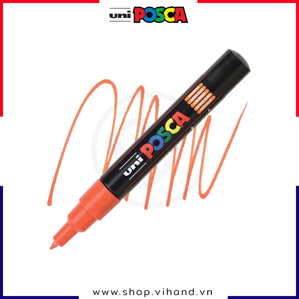 Bút sơn vẽ đa chất liệu Uni Posca Paint Marker PC-1M Extra Fine - Orange (Cam)
