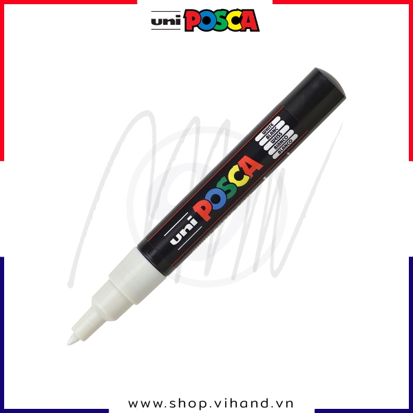 Bút sơn vẽ đa chất liệu Uni Posca Paint Marker PC-1M Extra Fine - White (Màu trắng)