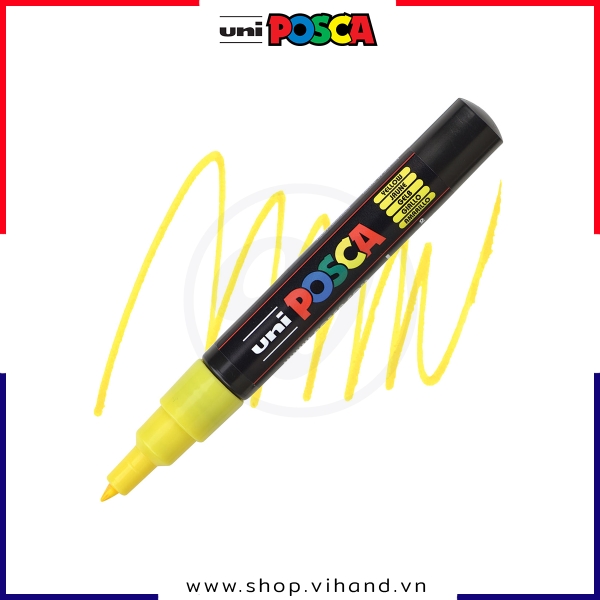 Bút sơn vẽ đa chất liệu Uni Posca Paint Marker PC-1M Extra Fine - Yellow (Vàng)