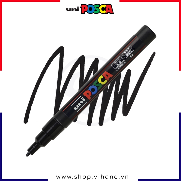 Bút sơn vẽ đa chất liệu Uni Posca Paint Marker PC-3M Fine - Black (Đen)