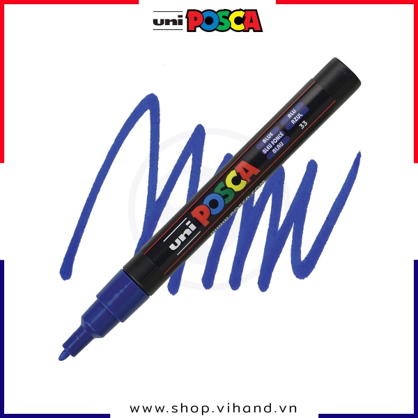 Bút sơn vẽ đa chất liệu Uni Posca Paint Marker PC-3M Fine - Blue (Xanh dương)
